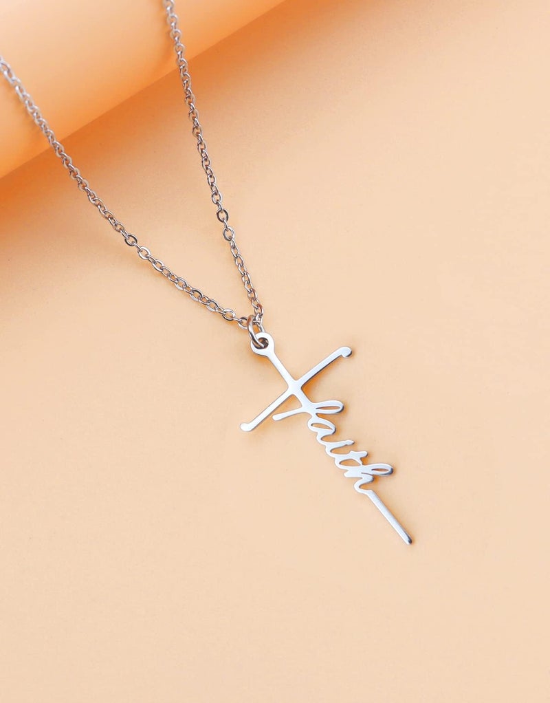 Lcherry Jesus Cross Pendant Necklace Stainless Steel Cross Necklace Religious Jewelry for Women - Image 4